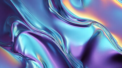 Poster - Iridescent waves of vibrant liquid metal cascade in a mesmerizing blend of color and texture.