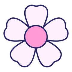Wall Mural - iconic tattoo style image of a flower in bright neon color