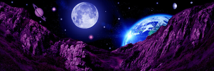 Wall Mural - Space scene with planets, stars and galaxies.