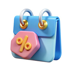 Poster - 3d rendered calendar icon with percentage symbol for sales and discounts isolated on transparent background
