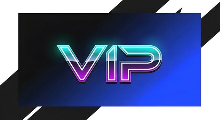Aufkleber - Glowing VIP letters with holographic effect on a dark blue background. Premium access concept for exclusive membership and event promotion.