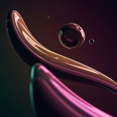 Poster - Abstract Fluid Forms: A mesmerizing display of abstract shapes and organic flowing lines, rendered in a polished, reflective finish, creating an atmosphere of futuristic elegance and motion.