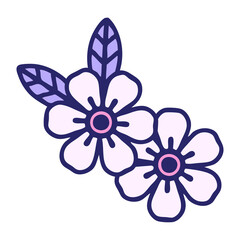 Wall Mural - iconic tattoo style image of a flower in bright neon color