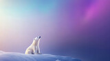 Majestic polar bear gazing at the northern lights in a serene Arctic landscape