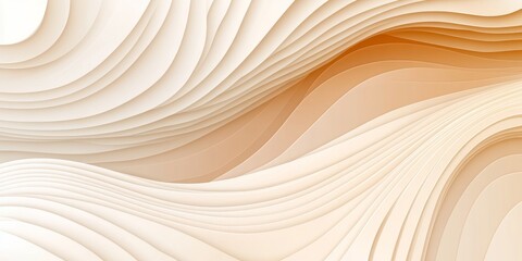 Fototapete - Elegant Beige to Cream Gradient 3D Wave Design, Abstract Artistic Backdrop for Modern Spaces