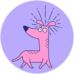 Wall Mural - icon of a tattoo style surprised dog in bright neon color