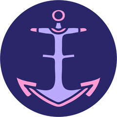 Wall Mural - iconic tattoo style image of an anchor in bright neon color