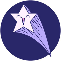Wall Mural - icon of a tattoo style shooting star in bright neon color