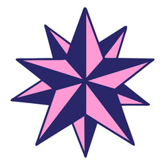 Wall Mural - tattoo in traditional style of a star in bright neon color