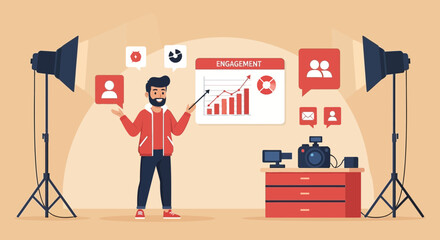 Poster - Illustrative Presentation Of Growth Marketing Strategy And Social Media Analytics