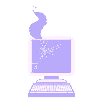 broken computer graphic vector illustration icon in bright neon color