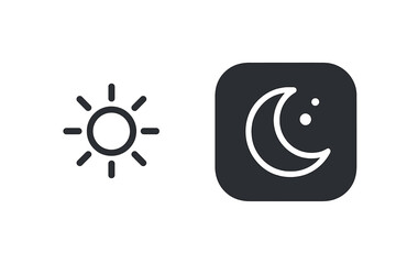 Poster - Day and Night Mode Icons. Sun and Moon Symbols. Light and Dark Theme UI Elements. App, Website, User Interface, Mobile, Web Design. Vector Illustration
