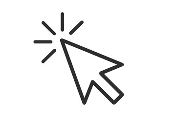 Leinwandbilder - Click cursor icon. Mouse pointer arrow for computer screen interaction. User interface and experience design element. Selection and tapping symbol. Web button and app graphic vector.