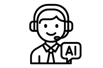 Poster - AI customer service agent icon. Chatbot assistant for website and mobile app. Call center operator with headset. Artificial intelligence technology for online support helpdesk.