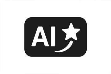 Fototapete - AI Command Button Icon with Star, Generative Artificial Intelligence Symbol, App UI UX Design, Vector Illustration, Technology Interface, Web Application, Modern Minimalist, Transparent Background