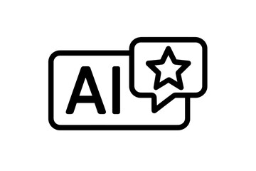Fototapete - AI Command Button Icon with Star Symbol for Generative Artificial Intelligence, App Interface, Website UI UX, Transparent Vector Illustration