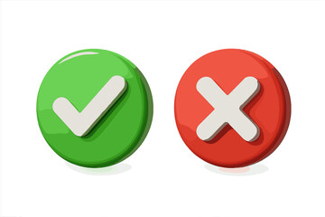 Poster - 3D Check Mark and Cross Button Icons. Green Tick and Red X Symbol. Approval and Rejection Concept. Accept and Deny. Yes and No Choice. Decision Making. Isolated Vector Illustration