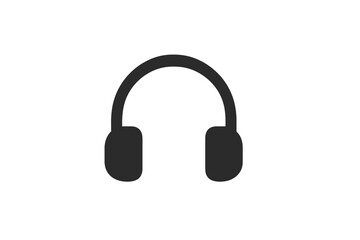 Poster - Headphones Icon. Minimalist Headset Symbol. Audio Equipment. Music Listening Device. Flat Vector Illustration. Black Silhouette. App UI Design. Web Interface. Isolated Clipart. Sound Technology.