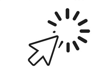 Leinwandbilder - Mouse Cursor Click with Loading Spinner Icon. Pointer Click Wait Symbol. Black and White Vector Illustration. UI UX Design Element. Web App Animation. Computer Interface Concept.