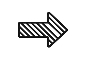 Fototapete - Bold Right Arrow Outline with Diagonal Stripes, Directional Pointer, Navigation Symbol, Modern Minimalist Arrow Icon, Black and White, Isolated on White, Vector Illustration