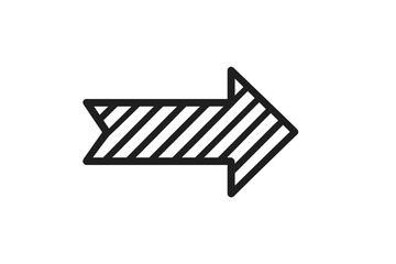 Fototapete - Bold Right Arrow Outline with Diagonal Stripes, Directional Vector Symbol, Navigation Pointer, Modern Minimalist Arrow Icon, Black and White, Transparent Background, Road Sign Concept