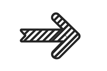 Fototapete - Bold Striped Arrow Icon. Outline Right Arrow Symbol. Modern Directional Pointer. Black and White Vector. Navigation Sign. Graphic Element. Minimalist Design. Isolated on White Background.