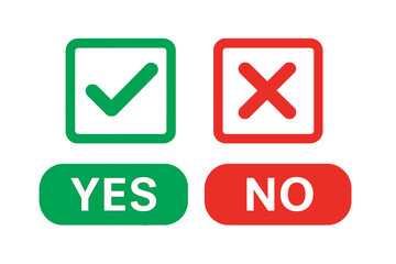 Poster - Green Tick and Red Cross Icons, Yes No Buttons, Approve Reject Symbols, Checkbox Decision Set, Voting Choice, Confirmation Denial, Vector Illustration, Isolated Transparent Background