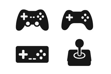 Leinwandbilder - Modern and Retro Game Controllers and Joystick Icon Set. Flat Vector Illustration of Video Gamepad, Console Controller, Arcade Joystick. Gaming Equipment Symbols Isolated on Transparent Background