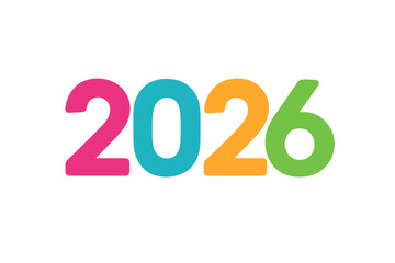 Poster - Happy New Year 2026 logo text design. Colorful number 2026. Creative vector illustration for greeting card, poster, calendar cover, celebration, invitation, flyer, brochure.