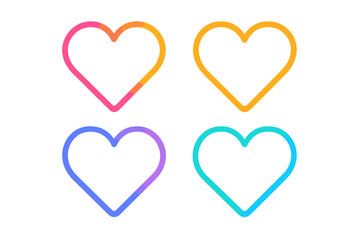 Leinwandbilder - Colorful gradient heart shape set. Love symbol line art. Modern abstract icon collection for social media like button, favorite or health. Vector illustration for romance.