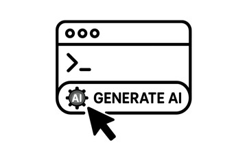 Fototapete - AI Generation Button Icon. Command Prompt to Generative AI. Web App UI UX Element. Artificial Intelligence Automation. Vector Illustration. Website Interface Symbol. Transparent Background