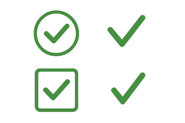 Leinwandbilder - Green Check Mark Icon Set. Circle and Square Tick Symbol. Checkmark Button Collection. Verification, Approval, Confirm, Success, Accept, Complete, Checklist, Vector Design