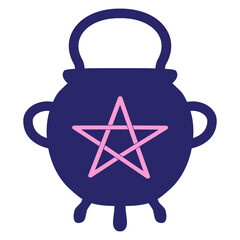 Fototapete - cauldron with pentagram in bright neon color