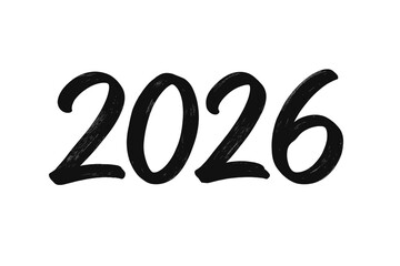 Poster - Hand Drawn 2026 Brush Painted Numbers for New Year, Modern Calligraphy, Black Ink Vector, Poster Banner Website Calendar Design, Holiday Typography, Transparent PNG Illustration