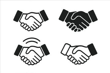 Poster - Handshake Icon Set. Business Agreement, Partnership, Friendly Handshake, Deal Symbol. Collaboration, Contract, Teamwork, Negotiation, Trust, Agreement, Vector Illustration, UI, Web, App Design
