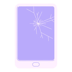 Fototapete - cracked tablet device in bright neon color