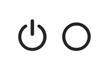 Leinwandbilder - Power On Off Button Icon Set. Electrical Switch Symbols. Circular Power Symbol, Standby, Off State. Vector Illustration. Isolated Black Outline. User Interface, Technology, Electronics, Web Design