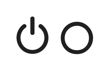 Fototapete - Power On Off Button Icon Set. Electrical Switch Symbol. Simple Black Circle and Line Design. Vector Illustration. User Interface, Technology, Electronics, Device Control, Transparent Background