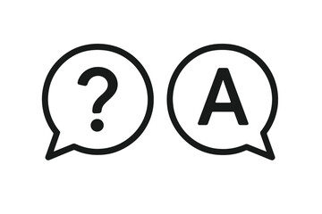 Poster - Question and Answer Chat Icon Set. Speech Bubble with Question Mark and Letter A. FAQ Support, Help Center, Customer Service, Online Communication, Vector Illustration, Isolated Transparent Background