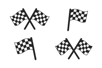 Poster - Racing flag icon set. Checkered race flag symbol. Start and finish line for motorsport competition. Crossed flags for winner. Vector for game, app, and website design.
