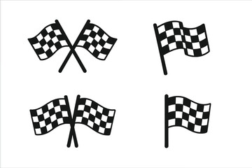 Poster - Racing flag icon set. Checkered race flag symbol collection. Start and finish line signs. Crossed chequered flags for motorsport, game, app and website. Vector illustration.
