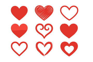 Poster - Vibrant Heart Love Symbol Set. Colorful Collection of Romantic Heart Shapes in Diverse Styles. Perfect for Valentines, Wedding & Digital Design.