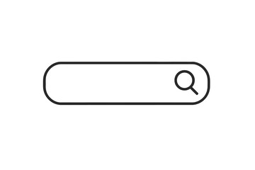 Fototapete - Minimalist Search Bar Icon with Magnifying Glass Outline, Simple UI Element, Web Search Box, Vector Illustration, Transparent Background, User Interface Symbol, Website Design Concept