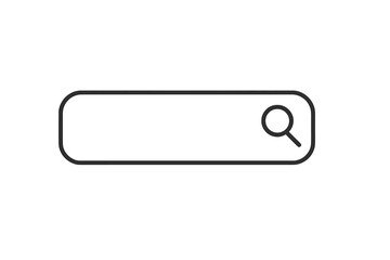 Fototapete - Minimalist Search Bar Icon with Magnifying Glass Outline, Simple Web UI Element, Transparent Background, Vector Illustration for Website, App, Interface, Digital Design, Editable Symbol