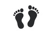 © Susanne - Bare Footprints Icon Silhouette. Human Feet Mark Isolated. Footstep Symbol. Black Footprint Vector Illustration. Walking Path Concept. Pedestrian Sign. Minimalist Design. Transparent Background.