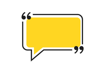 Poster - Speech Bubble Quote Frame, Yellow Text Box, Modern Communication Template, Blank Chat Balloon, Vector Illustration, Isolated Transparent Background, Message Box, Social Media Graphic