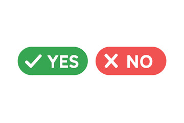 Poster - Yes and No Button Icon Set. Decision Symbols with Check Mark and Cross. Green Tick and Red X for App, Website, UI. Vector Illustration for Choice, Approval, Rejection, Confirmation, Denial
