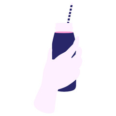 Fototapete - hand holding smoothie bottle in bright neon color
