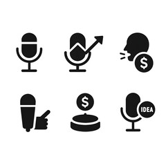 Aufkleber - Comprehensive Set of Black Microphone Pictogram Silhouettes Icons, Signs, and Symbols for Business and Communication