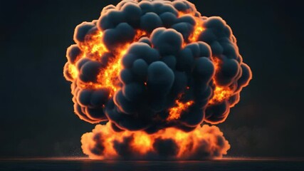 Poster - Massive nuclear explosion erupting in a fiery display of power and destruction against a dark sky